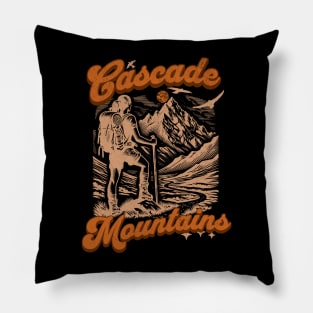 Cascade Mountains Graphic, North Cascades Hiking, Camping Lover Gift, Vacation Holiday Forest for him her woman Pillow