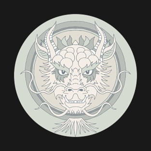 chinese dragon face in gray T-Shirt