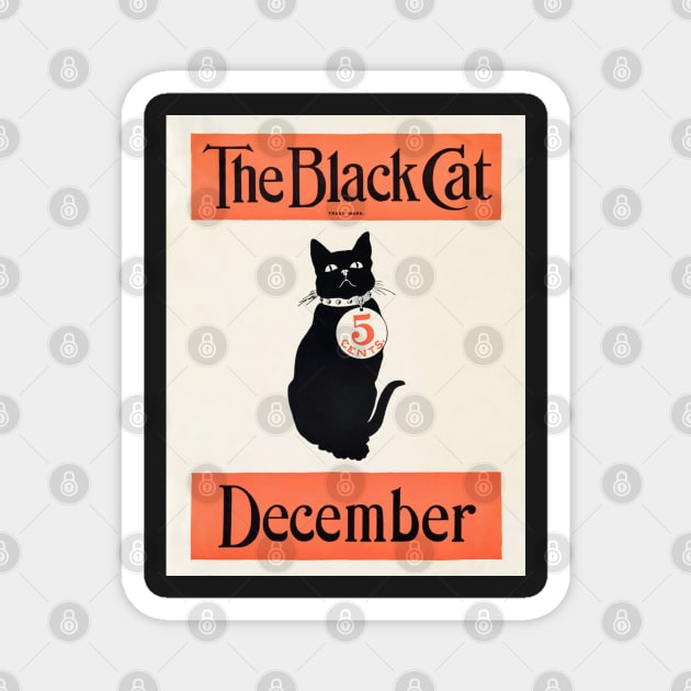 Art deco style The Black Cat poster print with December written on the bottom. Magnet by vintageposterco