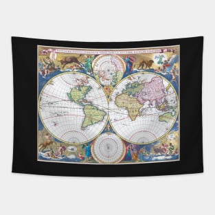 World map wall art 1690 dorm decor mappemonde Art Print Tapestry