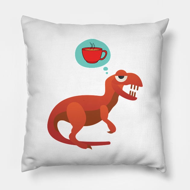 Dino Need Coffee Pillow by After Daylight Project