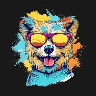 Bright Dog Glasses Splash Watercolor T-Shirt