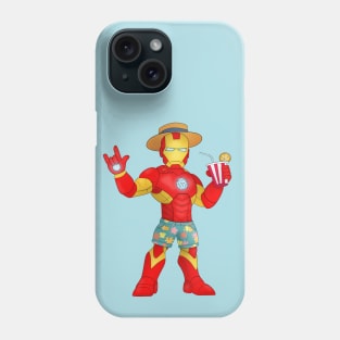 Iron Man's Beach Day: Superhero on Vacation Phone Case