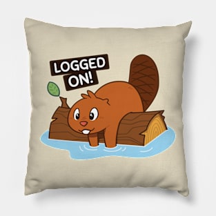Beaver Logged On Pillow