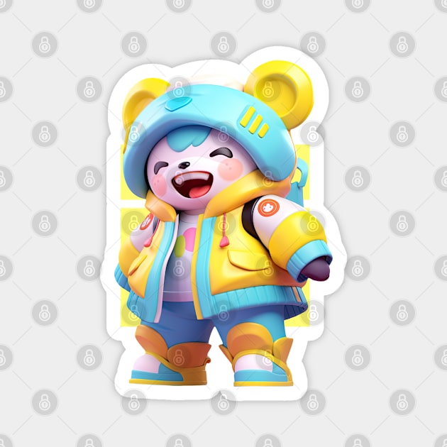 AKBLM - AMEKAJI アメカジ STYLE GHETTOKO KUMA | CUTE 3D ANIME FASHION Magnet by AKBLM