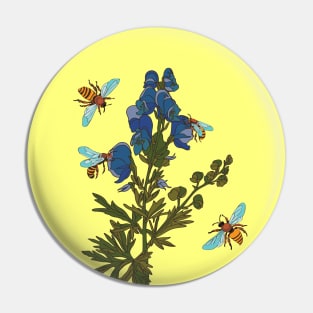 botanical illustration of a plant and a bee Pin