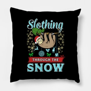 Cute Slothing Through the Snow Christmas Sloth Pillow