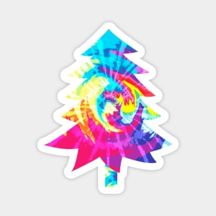 Tie Dye Rainbow Christmas Tree Colorful Art Magnet