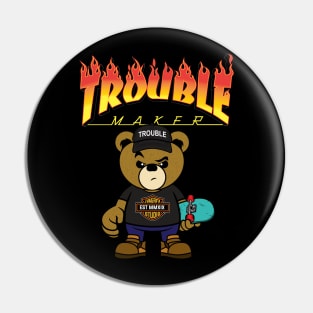 skater teddy bear Pin