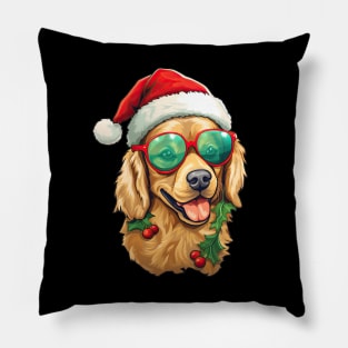 Cool Dog Santa Golden Retriever Pillow