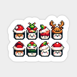 Festive 8-Bit Christmas Sushi Rolls Magnet