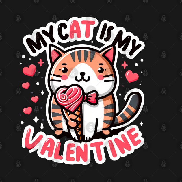 My Cat is My Valentine - Cute Cat with Heart Ice-cream by ANSAN