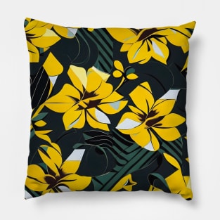 Dark Daffodil Abstract Artwork Pillow