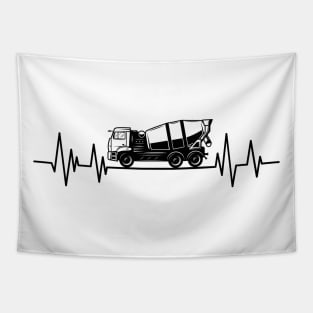 concrete mixer truck Driver heartbeat Birthday concrete mixer machine lover Tapestry