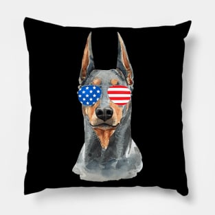 Doberman 4Th Of July Merica Pillow