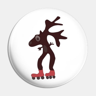 Deer on skates Pin