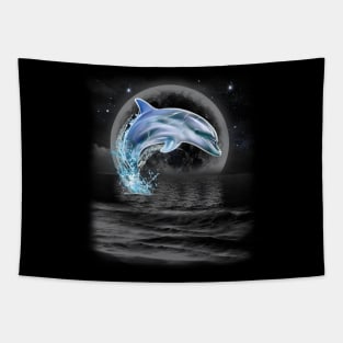 Dolphin Dancing in Moonlight Tapestry