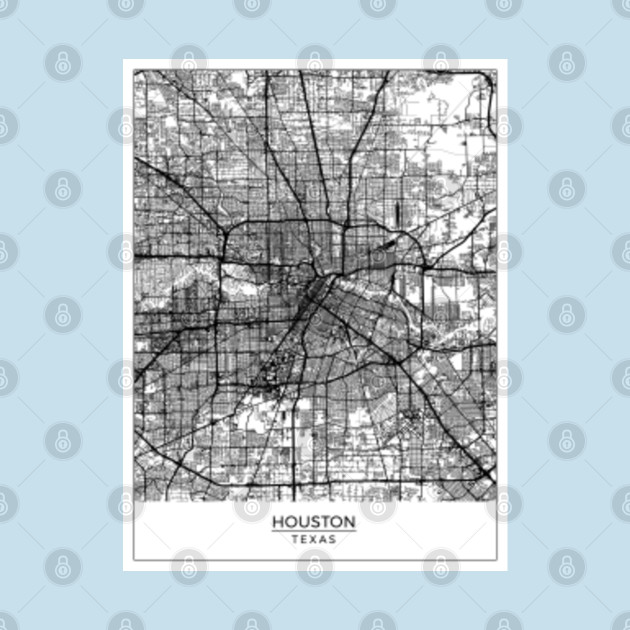 Discover Houston, Texas Map Art (White) - Houston Texas - T-Shirt