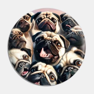 Dog Pugs Wild Nature Funny Happy Humor Photo Selfie Pin