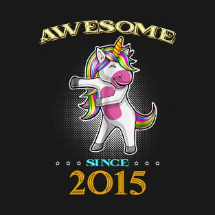 Awesome Since 2015 T Shirt Cute Unicorn Floss Birthday Gift T-Shirt