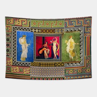 DANCING MAENAD WITH DIANA AND FLORA ,ANTIQUE ROMAN PAINTINGS AND MOSAICS Tapestry