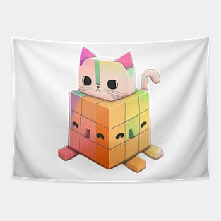 cat cube cute kawaii, t-shirt. Tapestry