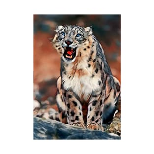 Snarling snow leopard T-Shirt