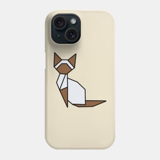 Origami Cat Brown and White Phone Case
