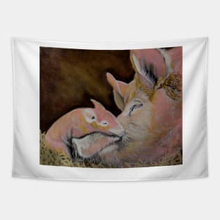 Mum and baby piglet.. Tapestry