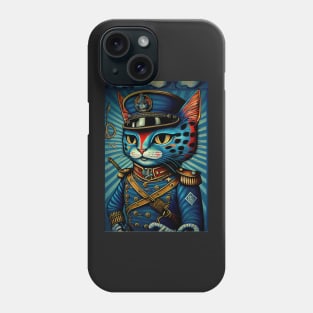 Blue Cat Soldier in Uniform Phone Case