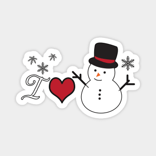 Cute snowman - I LOVE xmas Magnet