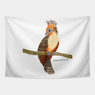 Hoatzin Bird Realistic Illustration Tapestry