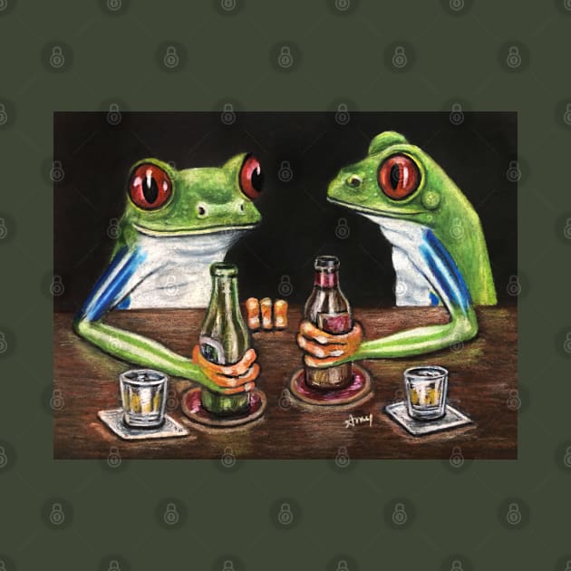 "Beer & Shots" - Frogs After Five collection by GardenPartyArt