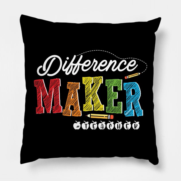 Difference Maker Teacher, Teach Love Inspire, Back to School, First Grade Teacher, Teacher Appreciation Pillow by artbyhintze