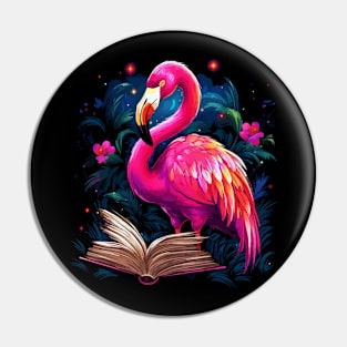 Flamingo Reads Book Pin