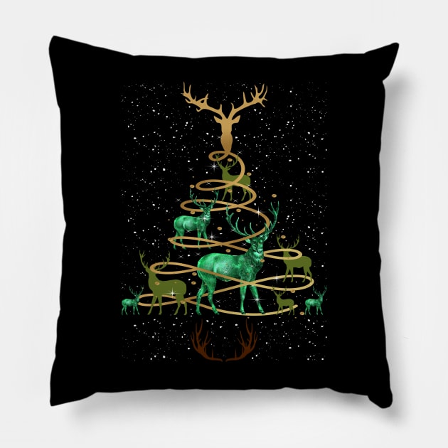 Deer Buck Hunting Holiday Christmas Tree Pillow by Happy Shirt