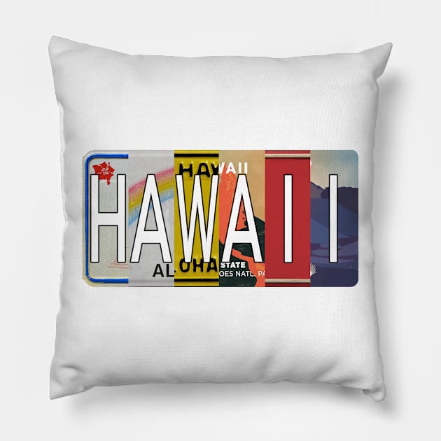 Hawaii License Plates Pillow by stermitkermit