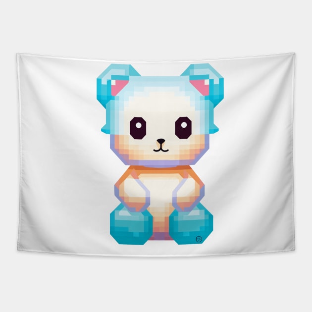 Blue pixelated Teddy Bear Tapestry by So Red The Poppy