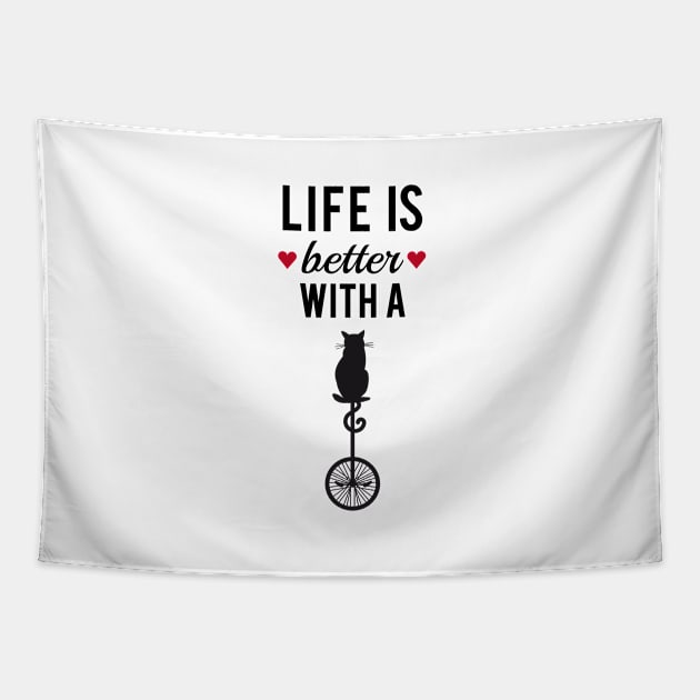 Life is better with a cat, text design, word art Tapestry by beakraus