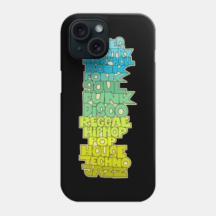 Soul, Funk, Disco, House and other Music Styles. Typography. Phone Case