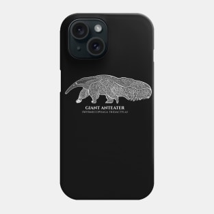 Giant Anteater with Common and Latin Names - animal ink art Phone Case