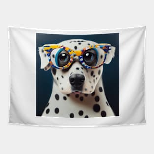 Dalmatian wearing colorful nerd glasses Tapestry