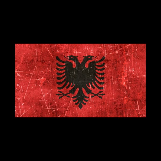 Vintage Aged and Scratched Albanian Flag by jeffbartels