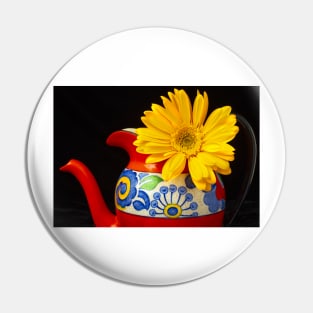 Danish Pitcher With Yellow Daisy Pin