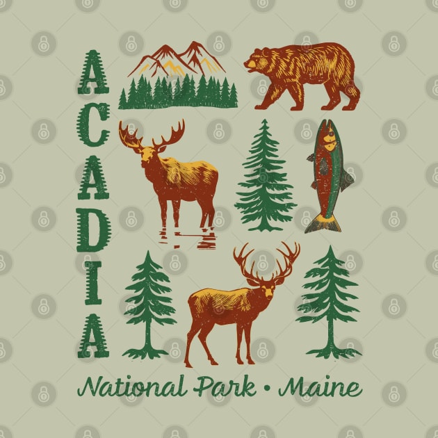 Acadia National Park NP Maine ME USA Vintage Design Souvenir by Pine Hill Goods