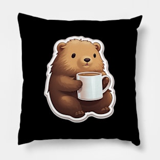 Cute Capybara drink a coffee Pillow