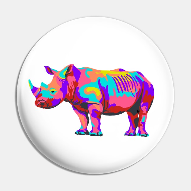 Rainbow Rhino Pin by Slightly Unhinged