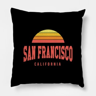 San Francisco, California - CA Retro Sunrise/Sunset Pillow