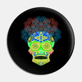 ñanduti night light ecopop skeleton catrina head in street graffiti style arts Pin