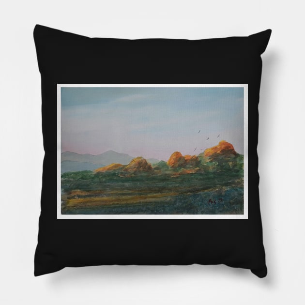 The Pinnacles from Hervey Range Lookout - Watercolour on Arches Pillow by pops